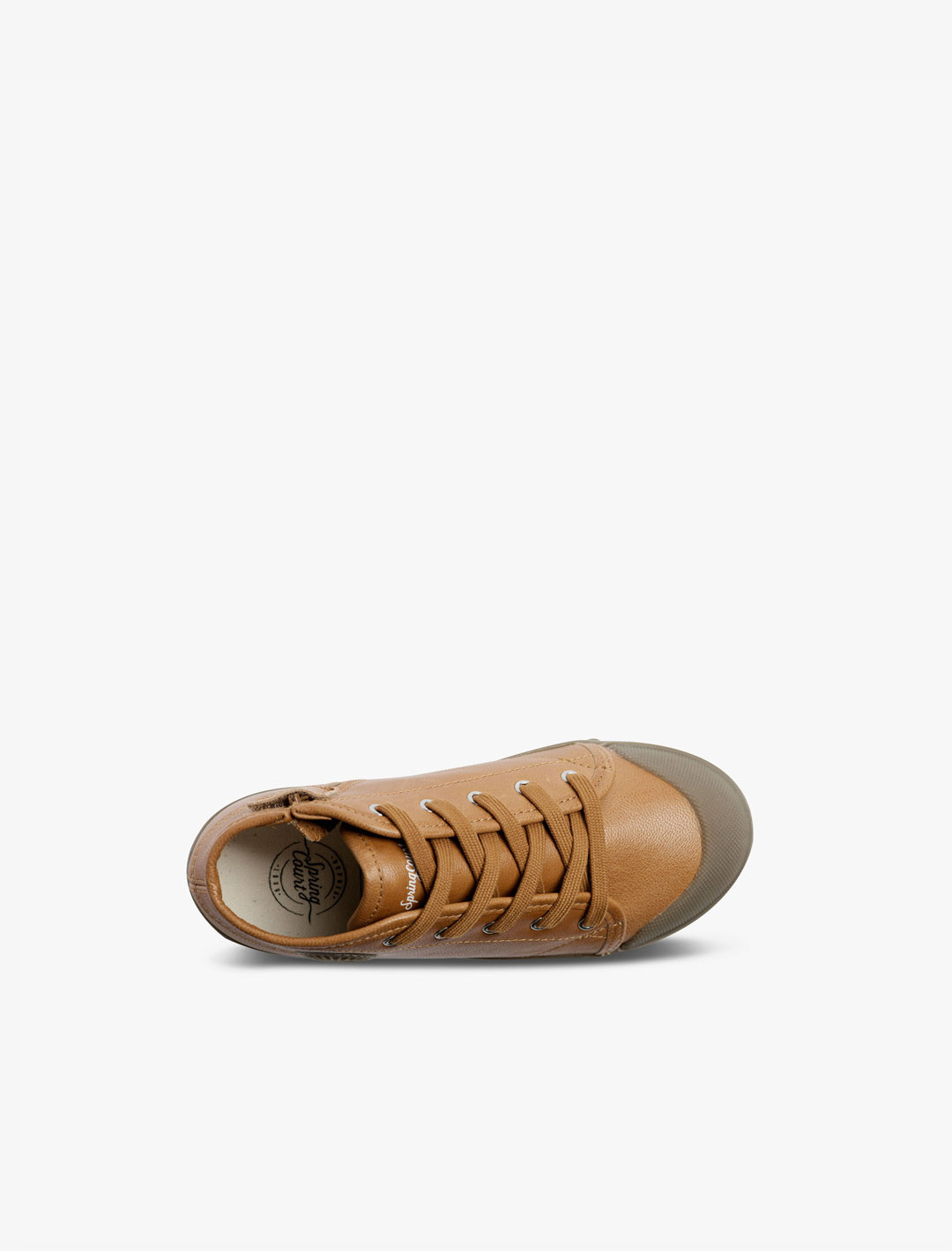 Children's high top trainer in ecru leather | Spring Court