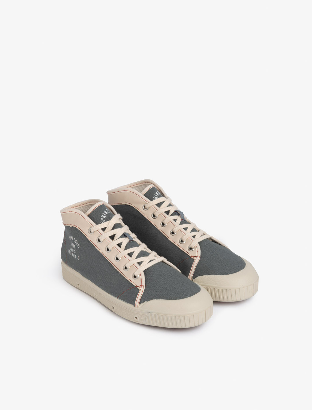 Basket Spring Court T2 en coton gris - vue de trois quart