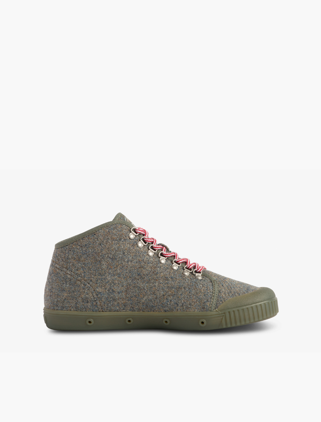 Spring Court B2 khaki tweed trainers – interior profile view