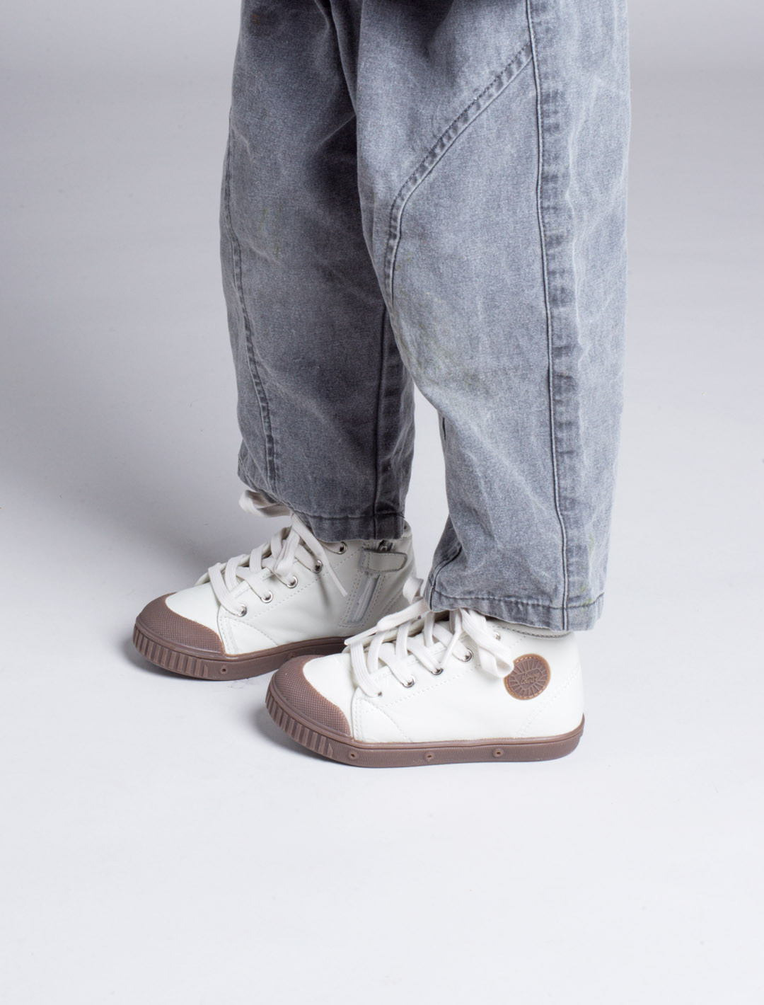 B2 ZIP CUIR Écru et gomme