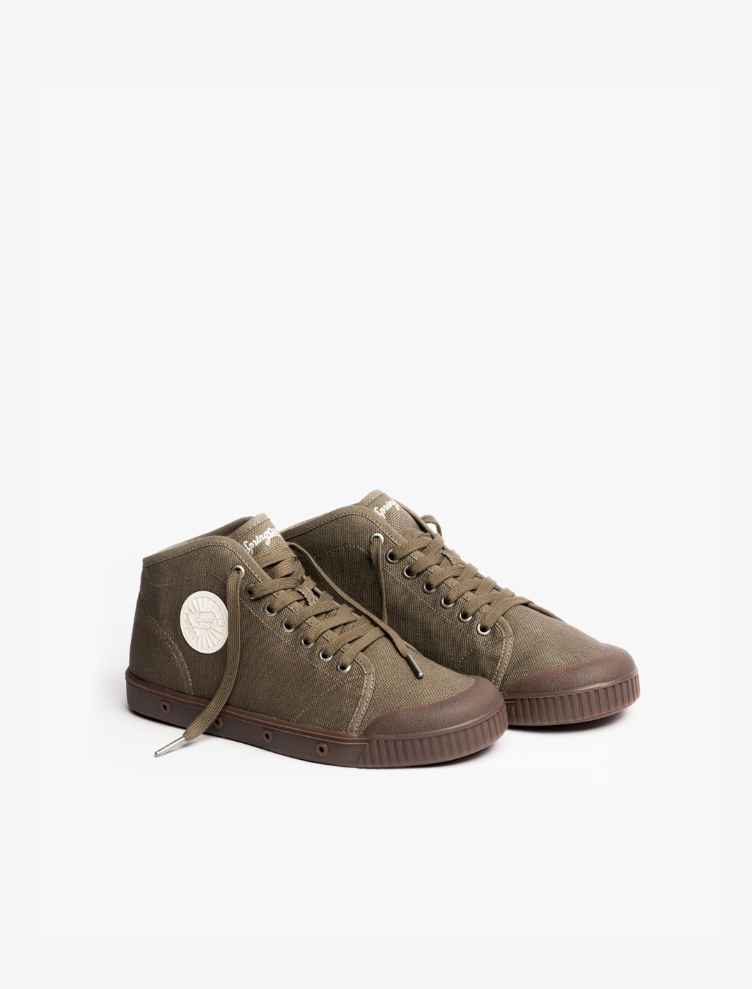 Spring Court B2 khaki cotton sneakers – three-quarter view